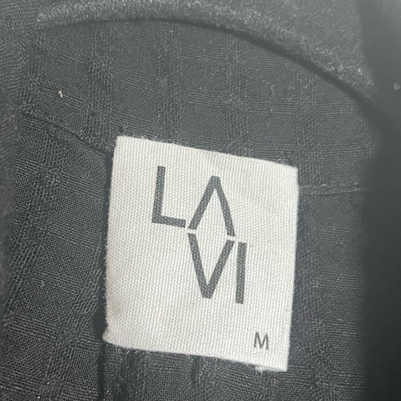 Lavi Black Button Up Long Sleeve Linen Blend Dress NWT Medium - Picture 8 of 10